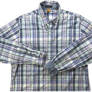 TAILOR VINTAGE Luxe Performance Men's L Purple & Green Plaid Long Sleeve Shirt